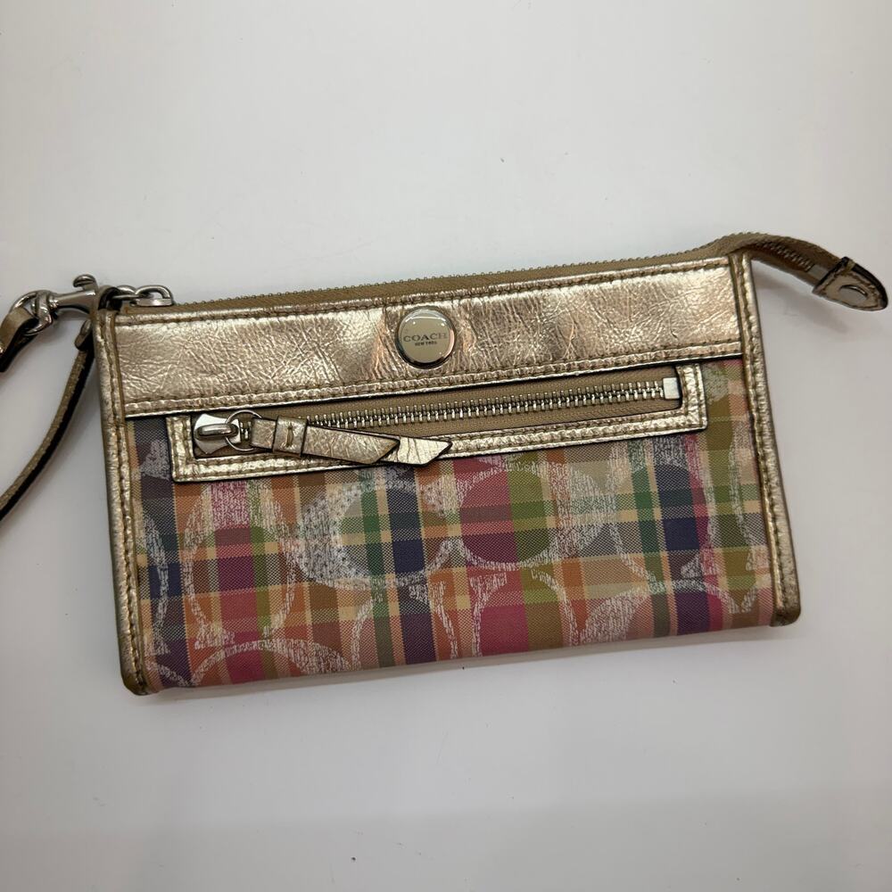 Vintage Y2K 2000s Coach Plaid Wristlet